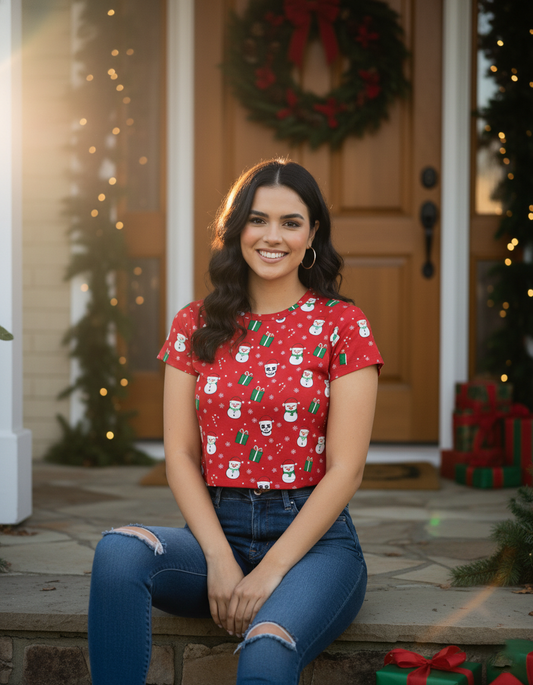 Santa face AOP Crop Top